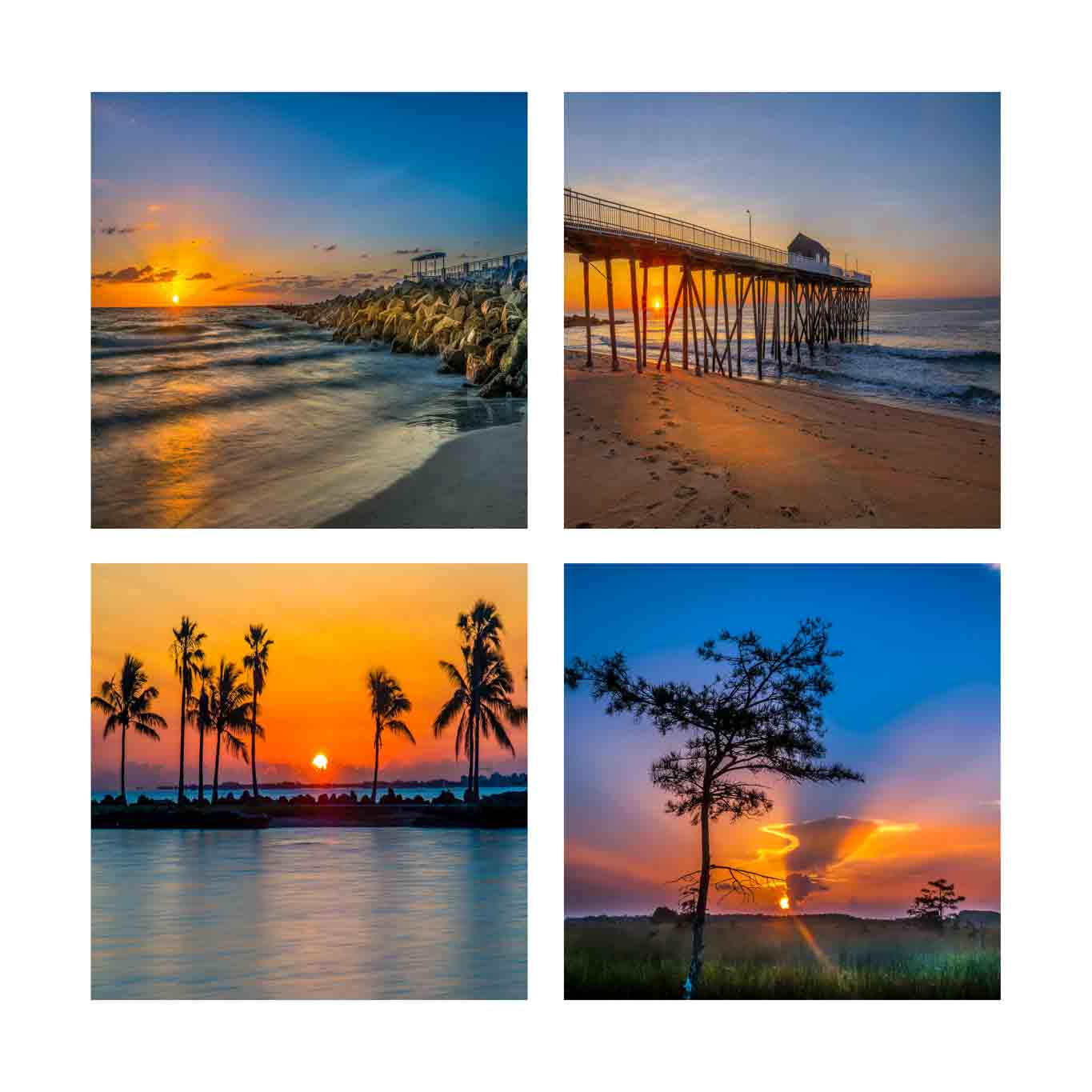 A 4 photograph set of beautiful sunrises
