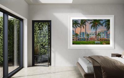 Ocean Drive on South Beach with art deco hotels and architecture.